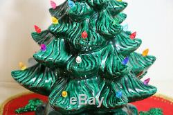 Vtg Lighted 2 Pc Atlantic Mold Ceramic Christmas Tree 17.5 Two Sets Of Bulbs