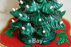 Vtg Lighted 2 Pc Atlantic Mold Ceramic Christmas Tree 17.5 Two Sets Of Bulbs