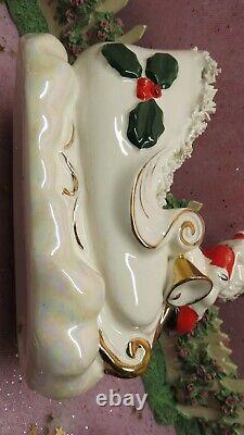 Vtg NAPCO Christmas SANTA Opalescent Sleigh Prancing Reindeer Seven INCH TREE