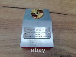 Vtg Rare Set Two Porsche Logo Emblem Pylon Aluminium Desktop Paper Weight