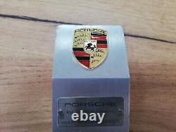 Vtg Rare Set Two Porsche Logo Emblem Pylon Aluminium Desktop Paper Weight