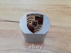 Vtg Rare Set Two Porsche Logo Emblem Pylon Aluminium Desktop Paper Weight