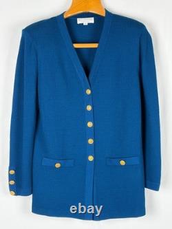 Vtg St John Collection Marie Gray 2 Pc Set Jacket Pants Womens 14 Teal USA Flaw