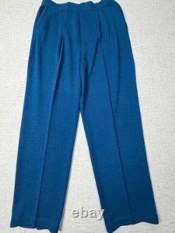 Vtg St John Collection Marie Gray 2 Pc Set Jacket Pants Womens 14 Teal USA Flaw