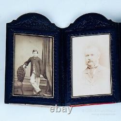 W & J Milne, Edinburgh. Two sets of Victorian Leather Framed Cartes de Visite