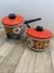 We Vintage Flower Power 1970's 2 X Saucepans With Lids Great British Enameled