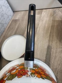 WE Vintage Flower Power 1970's 2 X Saucepans With Lids Great British Enameled