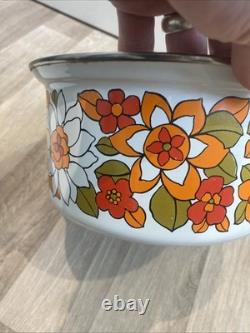 WE Vintage Flower Power 1970's 2 X Saucepans With Lids Great British Enameled