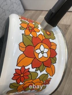 WE Vintage Flower Power 1970's 2 X Saucepans With Lids Great British Enameled