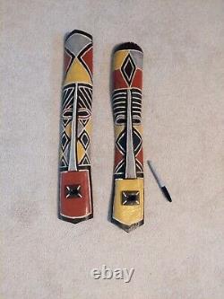 WOODEN HAND CARVED AFRICAN MASK TRIBAL WALL HANGING set of two mask from Liberia