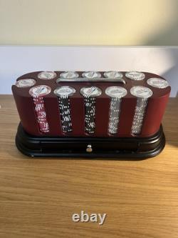 WPT Wooden Spinning poker chip set 300 Chips, 2 Packs of cards