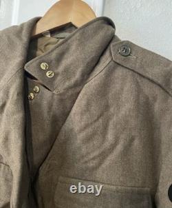 WWII and Korean War Ike Jacket 38L with Patches, Chevron & Two set discs named