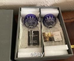 Waterford Clarendon Wine Cobalt Blue Cut To Clear Goblets. Nib. 12. Two Goblets