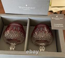 Waterford Crystal Clarendon Ruby Red Brandy Glasses
