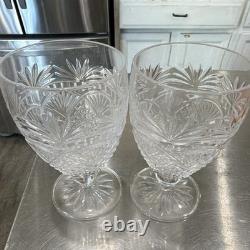 Waterford Crystal Clear Etched Crystal Round Wine Glasses Set of 2, For 2