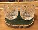 Waterford Crystal Stars/flames Cut Round Votive Candle Holders Set Of 2