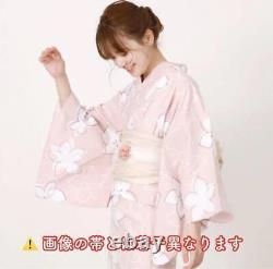 Women'S Two-Part Yukata 3-Piece Set Floral Pattern Pink White