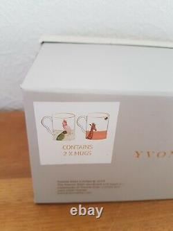 Yvonne Ellen Tea Time Set Of Two Mugs Parrot & Giraffe New In Box