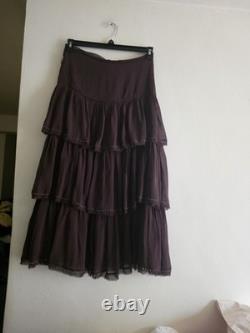 ZARA set beaded ruffle blouse + ruffled beaded skirt ZW Collection brown