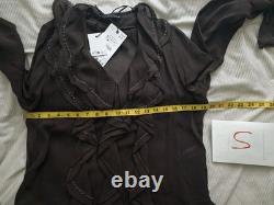 ZARA set beaded ruffle blouse + ruffled beaded skirt ZW Collection brown