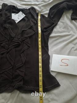 ZARA set beaded ruffle blouse + ruffled beaded skirt ZW Collection brown
