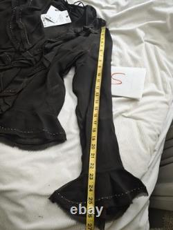 ZARA set beaded ruffle blouse + ruffled beaded skirt ZW Collection brown