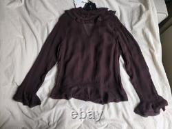 ZARA set beaded ruffle blouse + ruffled beaded skirt ZW Collection brown