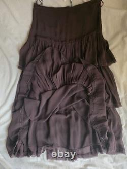ZARA set beaded ruffle blouse + ruffled beaded skirt ZW Collection brown
