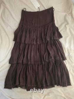 ZARA set beaded ruffle blouse + ruffled beaded skirt ZW Collection brown