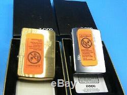 ZIPPO 1995 GREAT AMERICAN TRAINS SET of TWO BRASS AND PEWTER MINT IN BOX