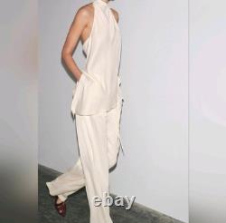 Zara 2 Pieces Zw Collection Satin Halter Top With Wide Leg Pants Size M