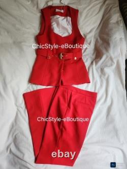Zara Co-ord Set Belted Long Vest Sz L+ Flare Pants Sz M Zw Collection Red BNWT