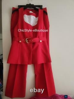 Zara Co-ord Set Belted Long Vest Sz L+ Flare Pants Sz XL Zw Collection Red BNWT