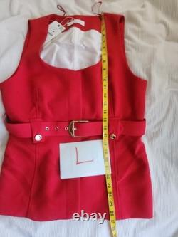 Zara Co-ord Set Belted Long Vest Sz L+ Flare Pants Sz XL Zw Collection Red BNWT