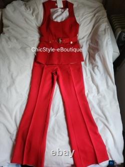Zara Co-ord Set Belted Long Vest Sz L+ Flare Pants Sz XL Zw Collection Red BNWT