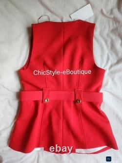 Zara Co-ord Set Belted Long Vest Sz L+ Flare Pants Sz XL Zw Collection Red BNWT