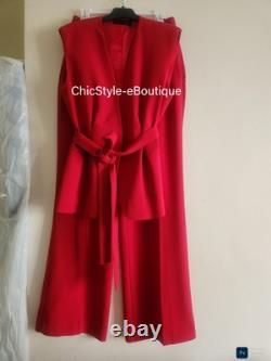 Zara Co-ord Set Belted Vest + Flared pants Red Zw Collection Red Sz L BNWT