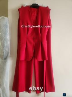 Zara Co-ord Set Belted Vest + Flared pants Red Zw Collection Red Sz L BNWT
