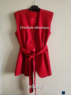 Zara Co-ord Set Belted Vest + Flared pants Red Zw Collection Red Sz L BNWT