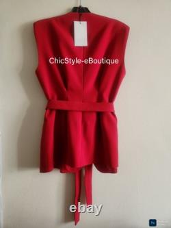 Zara Co-ord Set Belted Vest + Flared pants Red Zw Collection Red Sz L BNWT