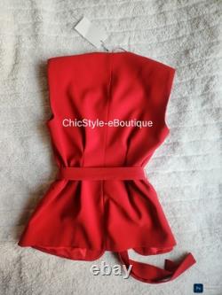 Zara Co-ord Set Belted Vest + Flared pants Red Zw Collection Red Sz L BNWT