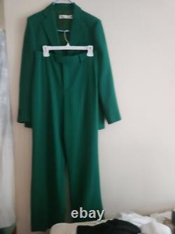 Zara Co-ord Set Straight-cut Blazer Sz L + Pants Sz M ZW Collection Green BNWT