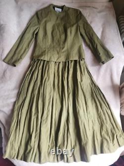 Zara Set Wrinkled Cropped Jacket + Full Skirt Zw Collection Sz L Green BNWT
