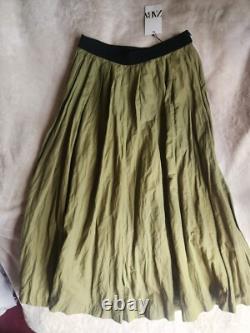 Zara Set Wrinkled Cropped Jacket + Full Skirt Zw Collection Sz L Green BNWT