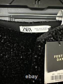 Zara Women's Black Sequin Suit Sm Jacket And Pants New Festive Days Collection