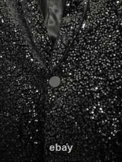 Zara Women's Black Sequin Suit Sm Jacket And Pants New Festive Days Collection