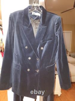 Zara co-ord double-breasted velvet Jacket + Pants Midnight Blue Zw Collection XL