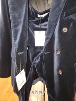 Zara co-ord double-breasted velvet Jacket + Pants Midnight Blue Zw Collection XL