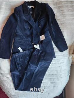 Zara co-ord double-breasted velvet Jacket + Pants Midnight Blue Zw Collection XL