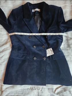 Zara co-ord double-breasted velvet Jacket + Pants Midnight Blue Zw Collection XL